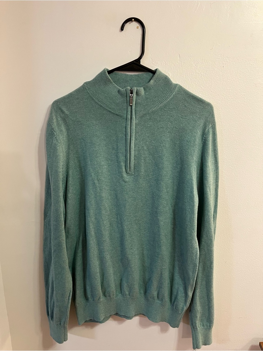 LL Bean Men's Quarter-Zip Sweater in Seafoam Green